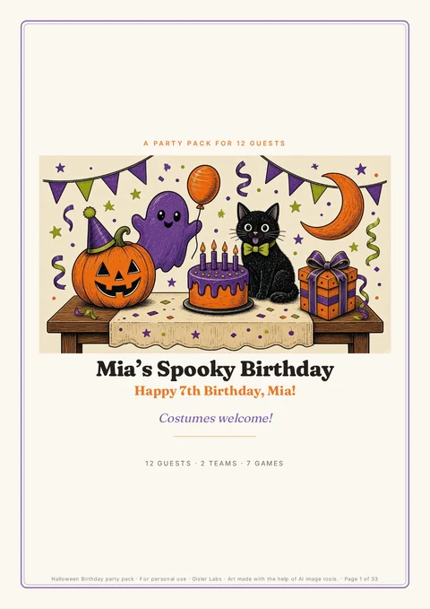 Cover of the Halloween Birthday party pack
